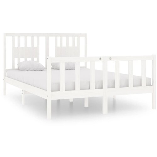 Maison Chic Posteljni okvir - Dvoposteljna postelja - Zakonska postelja bel iz trdnega lesa 135x190 cm-J10118, (21759908) Slike