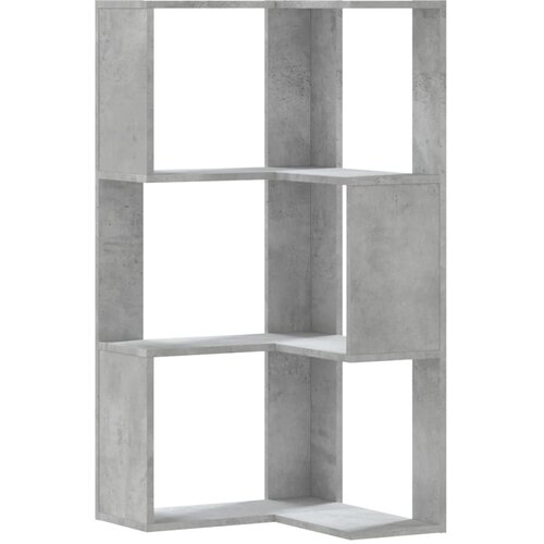 VidaXL Kotna knjižna omara 3-nadstropna betonsko siva 50x50x102 cm, (21326770) Slike