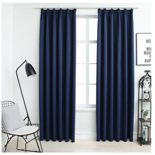  Zatemnitvene zavese z obešali 2 kosa modre 140x175 cm