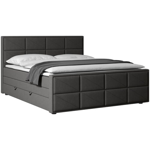 MID.YOU POSTELJA BOXSPRING 180 cm x 200 cm , kovina, umetna masa, tekstil, karton, leseni material antracit Slike