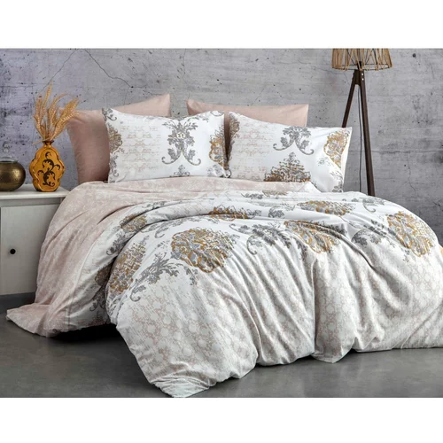 Mijolnir Smeđo-bež pamučna posteljina za bračni krevet 200x200 cm Daisy –