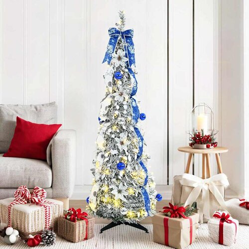  Umjetno božićno drvce s 100 LED svjetlima Bijelo 150 cm PVC Cijene