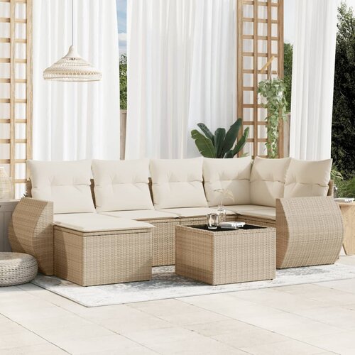 vidaXL 7-dijelni set vrtnih sofa od poliratana s jastucima bež Cene