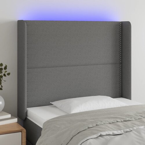 VidaXL LED uzglavlje tamnosivo 103 x 16 x 118/128 cm od tkanine Slike