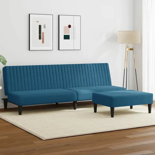  2-dijelni set sofa plavi baršunasti