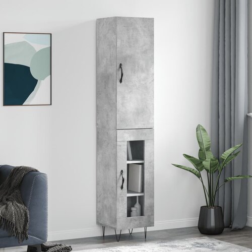vidaXL Visoka omara betonsko siva 34,5x34x180 cm inženirski les Cene