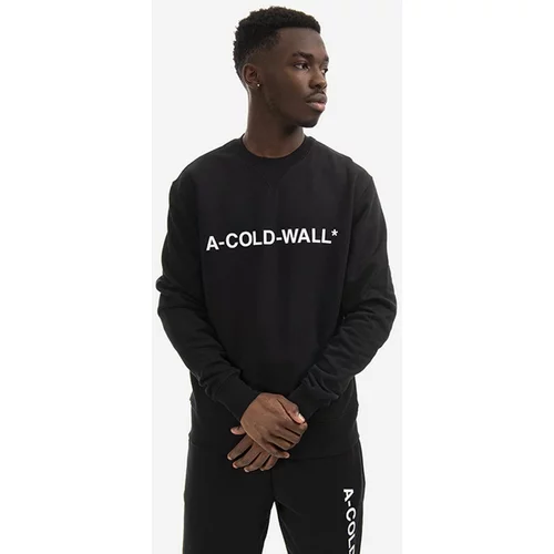 A-COLD-WALL* Bombažen pulover Essential Logo Crewneck moški, črna barva