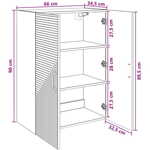  Ormar za montažu na zid Siva Sonoma 66 x 34,5 x 90 cm Slike