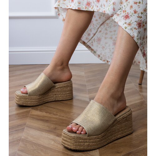 D/CEO Golden classic platform espadrille sandals Lutes Cene