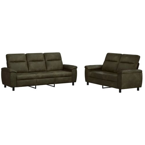  Set sofe 2 pcs Maslinasto zelena Umetnička suknja koža - Vojska zelena 2-sjedalo (140 cm) + 3-sjedalo Slike