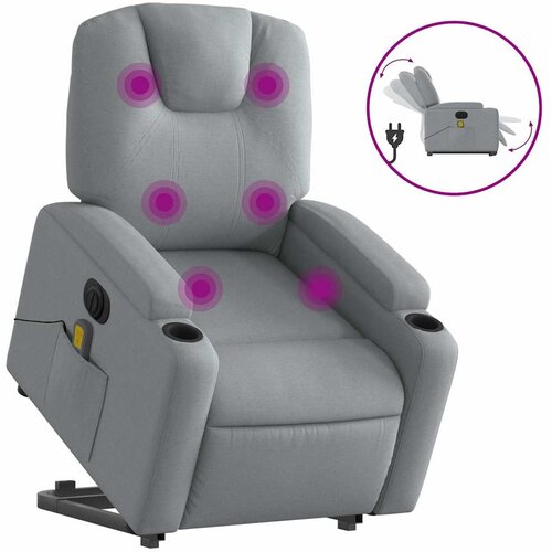 Maison Chic Električni masažni naslanjač - Relax naslanjač s funkcijo vstajanja svetlo siv, (22042601) Slike