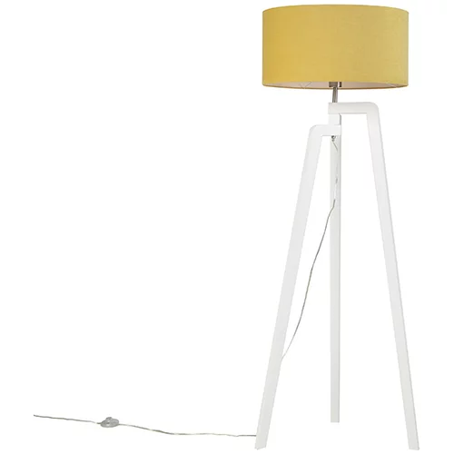QAZQA Moderna talna svetilka bela s koruznim senčilom 50 cm - Puros