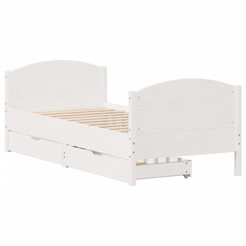 vidaXL Posteljni okvir z vzglavjem bel 90x200 cm trdna borovina, (21322538) Cene