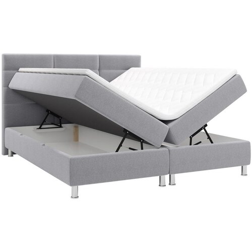 CARRYHOME POSTELJA Z VZMETNICO 140 cm x 200 cm , tekstil svetlo siva Slike