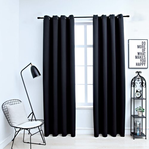 vidaXL Zavjese za zamračivanje s prstenima 2 kom crne 140 x 245 cm Cijene
