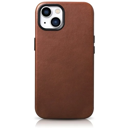 ICARER Magnetni usnjeni ovitek za iPhone 14 Plus z rjavo usnjeno torbico MagSafe Oil Wax Premium Leather Case, (21522055)