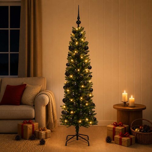  Umjetno usko božićno drvce s kuglicom 120 cm 150 LED lampica Cene
