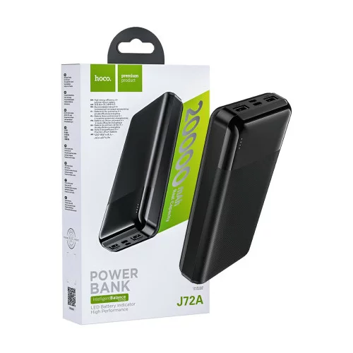 Hoco prenosna baterija J72A powerbank 20000 mAh 2x USB črn