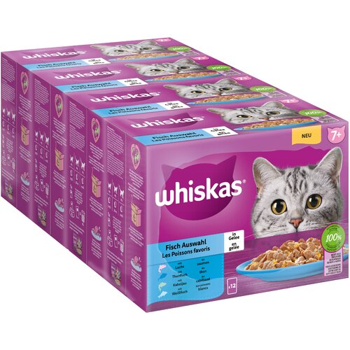  Varčno pakiranje Whiskas Senior vrečke 144 x 85 g  - 7+ ribji izbor v želeju Cijene