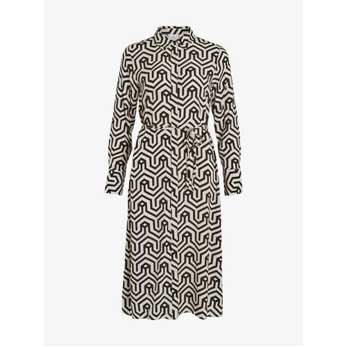 Vila Cream-Black Women's Patterned Shirt Dress Daca - Women