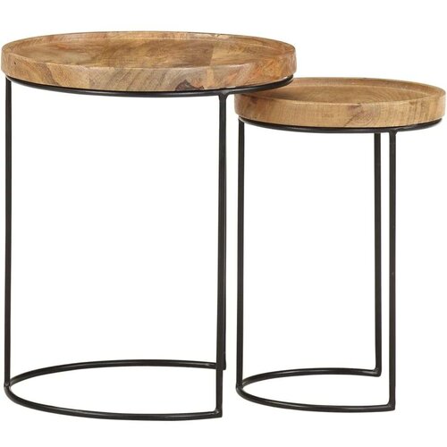 vidaXL 2-dijelni set stolića za kavu od masivnog drva manga i čelika Cene