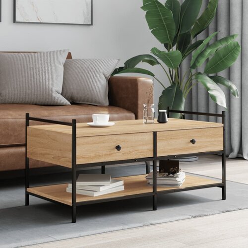 VidaXL Stolić za kavu boja hrasta 99x50x50 cm konstruirano drvo Slike