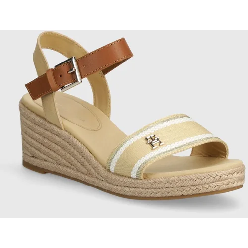 Tommy Hilfiger Sandali WEBBING WEDGE SANDAL bež barva, FW0FW08044