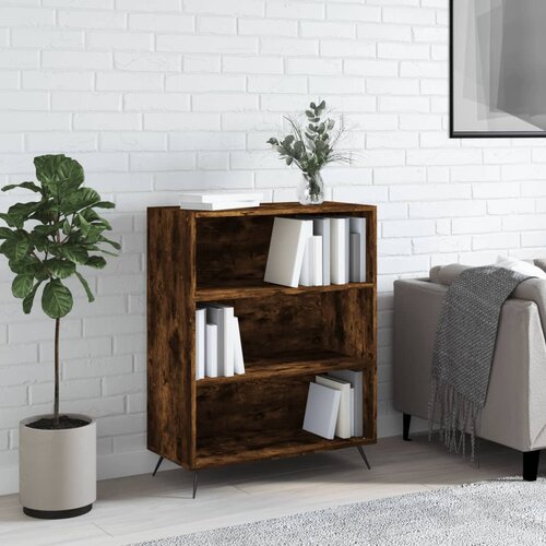 VidaXL Knjižna omara dimljeni hrast 69,5x32,5x90 cm inženirski les Slike