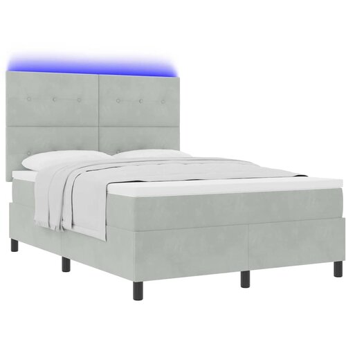  LED Box Spring Krevet Svijetlo siva 160 x 200 cm Bar&amp;scaron;un Svjetlosiva Slike