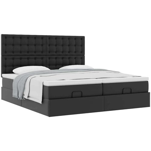 VidaXL Otomanski okvir kreveta s madracima crni 160x200cm umjetna koža Slike