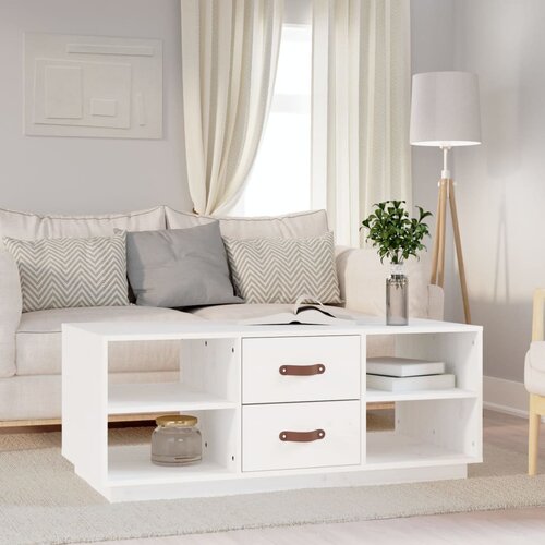 vidaXL Klubska mizica bela 100x50x41 trdna borovina Cene