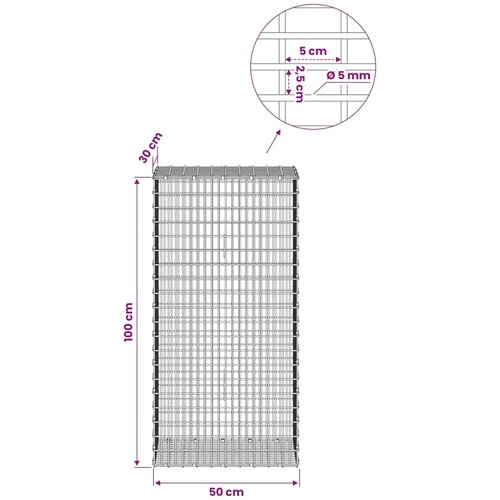  Gabion s žicom debljine 5 mm i mrežom 5x2 5 cm 50x30x100 cm - 30 cm 100 cm 50 cm Slike