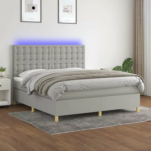  Box spring postelja z vzmetnico LED sv. siva 180x200 cm blago, (20789315)