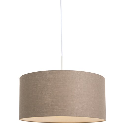 QAZQA Državna viseča svetilka bela z rjavim odtenkom 50 cm - Combi 1 Slike