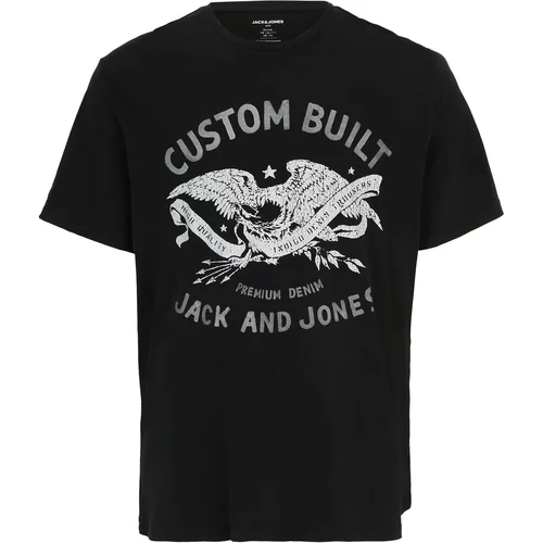Jack & Jones Plus Majica 'FONNE' srebrno-siva / svetlo siva / črna