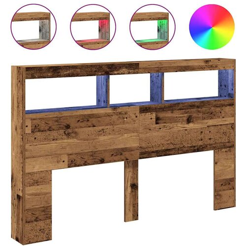 Ormarić za uzglavlje s LED svjetlima staro drvo 160x17x102 cm Slike