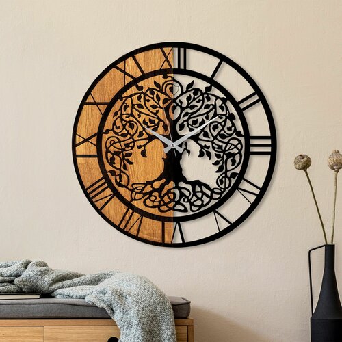  wooden clock - 64 walnutblack decorative wooden wall clock Cene
