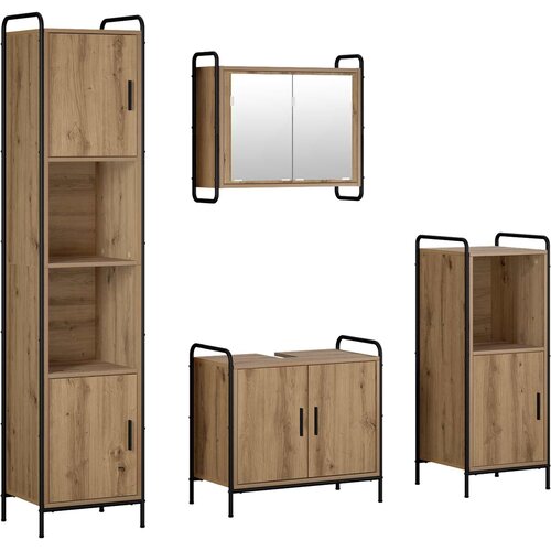  Set ormarića za kupaonicu 4 kom. Hrast artisan 40 x 36 x 181 cm Slike
