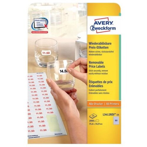 Avery Zweckform Odstranljive univerzalne etikete 35,6 x 16,9 mm Slike