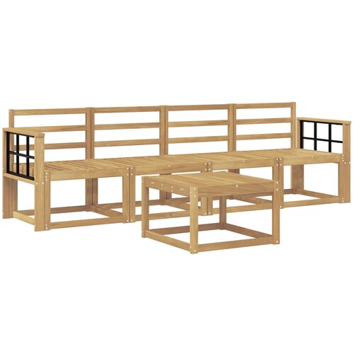 Set vanjskih sofa 5 kom. Bijela Čvrsto drvo akacije Slike