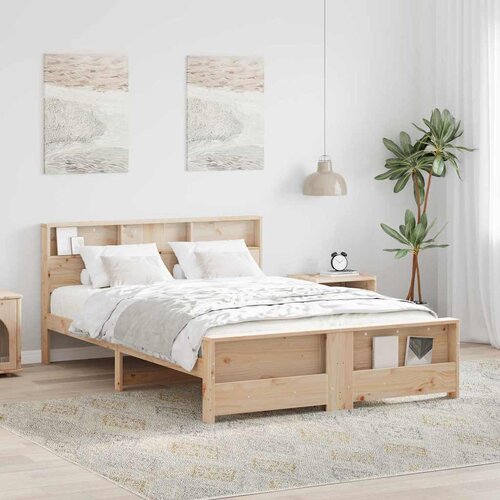 VidaXL Krevetna konstrukcija Smeđa 140 x 200 cm Masivna borovina Slike