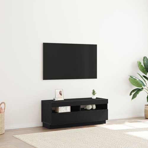 vidaXL TV omarica Črn hrast Inženirski les 100 x 35 x 40 cm Luči Cene