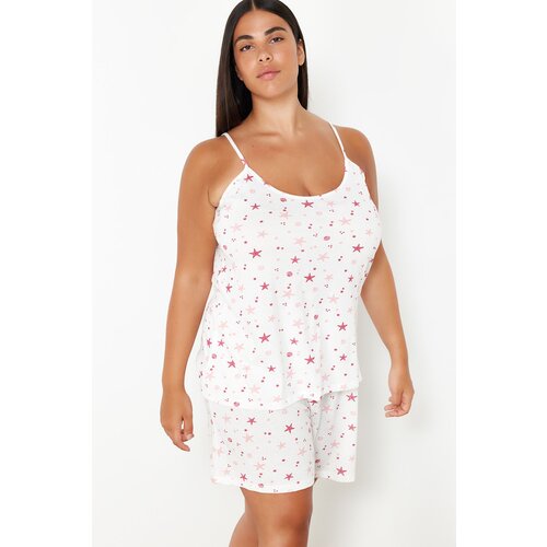 Trendyol Curve Pink Starfish Patterned Strap Knitted Pajama Set Slike