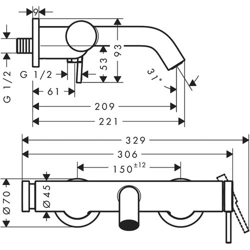 Hansgrohe 73422000 tecturis s stenska armatura za kad Cene