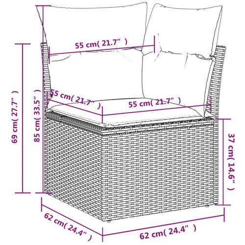 vidaXL 8-dijelni set vrtnih sofa s jastucima smeđi od poliratana Cijene