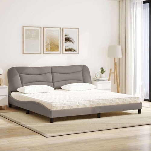 VidaXL Krevet s madracem smeđesivi 200x200 cm od tkanine Slike