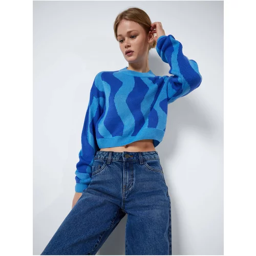 Noisy May Blue Women Patterned Cropped Sweater Cosmic - Women