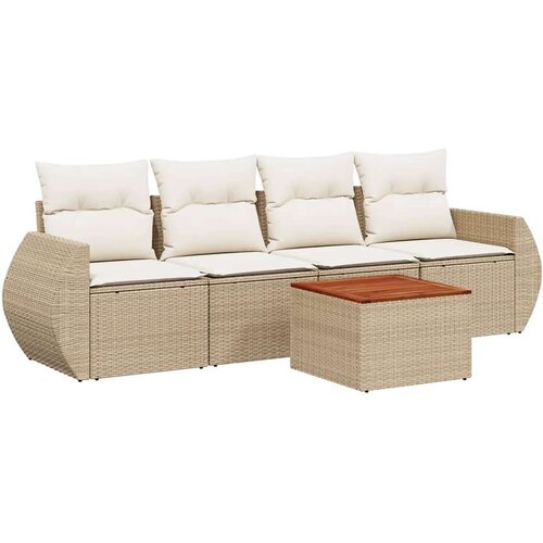 VidaXL 5-dijelni vrtni set sofa s jastucima bež od poliratana Slike