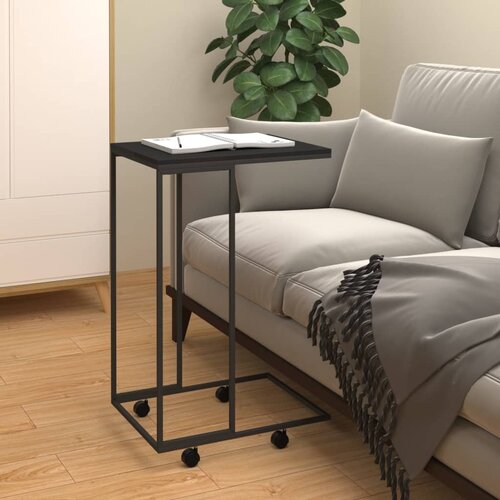 The Living Store Stranska mizica s kolesi črna 40x30x63,5 cm konstruiran les - Stranska Mizica, (21421377) Slike