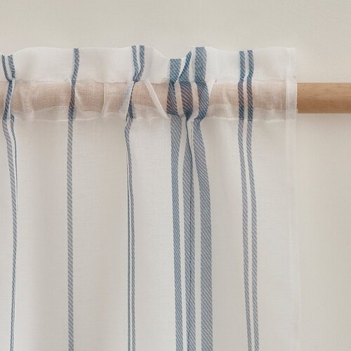 Catherine Lansfield Bijela prozirna zavjesa od voila 140x183 cm Harbour Stripe – Cijene